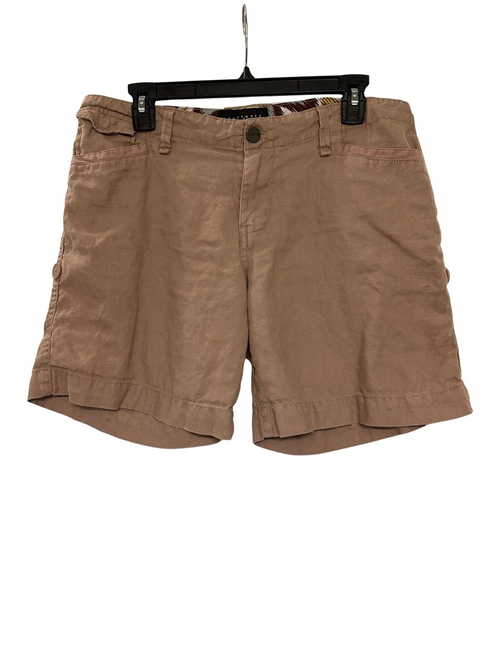 Sanctuary Relaxed Linen-Blend Bermuda Shorts in Light Brown